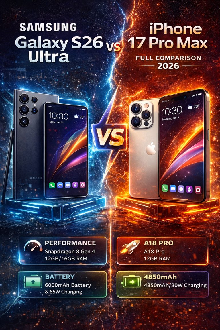 Samsung Galaxy S26 Ultra vs iPhone 17 Pro Max: Full Comparison 2026